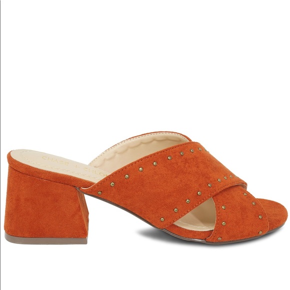 Chase + Chloe Shoes - ⭐️ BLOCK HEEL SLIDE SANDAL BURNT ORANGE WOMEN